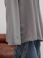 Round Neck Dropped Shoulder Long Sleeve T-Shirt - Amexza
