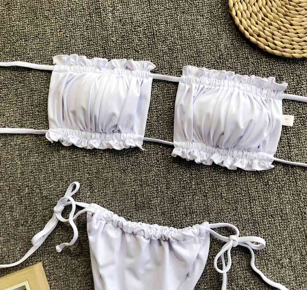 Frill Trim Ruched Bikini Set for a perfect OOTD – dress to impress outfits from Amexza