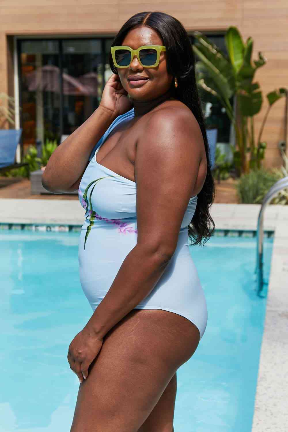 Marina West Swim Vacay Mode One Shoulder Swimsuit in Pastel Blue for a perfect OOTD – dress to impress outfits from Amexza