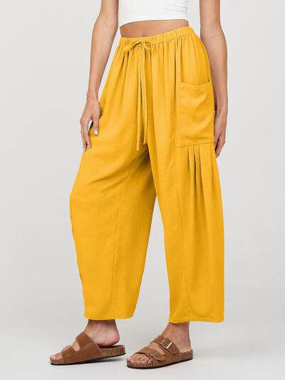 Full Size Wide Leg Pants with Pockets Mustard for a perfect OOTD – dress to impress outfits from Amexza