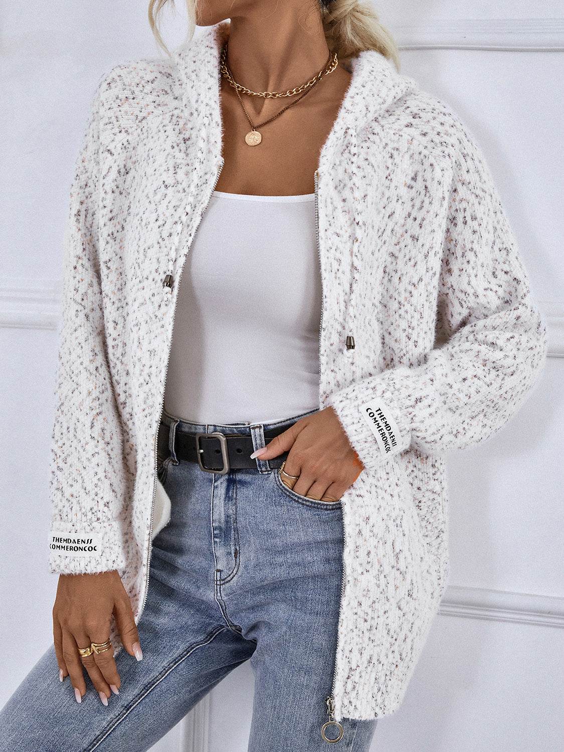 Zip-Up Hooded Sweater - Amexza