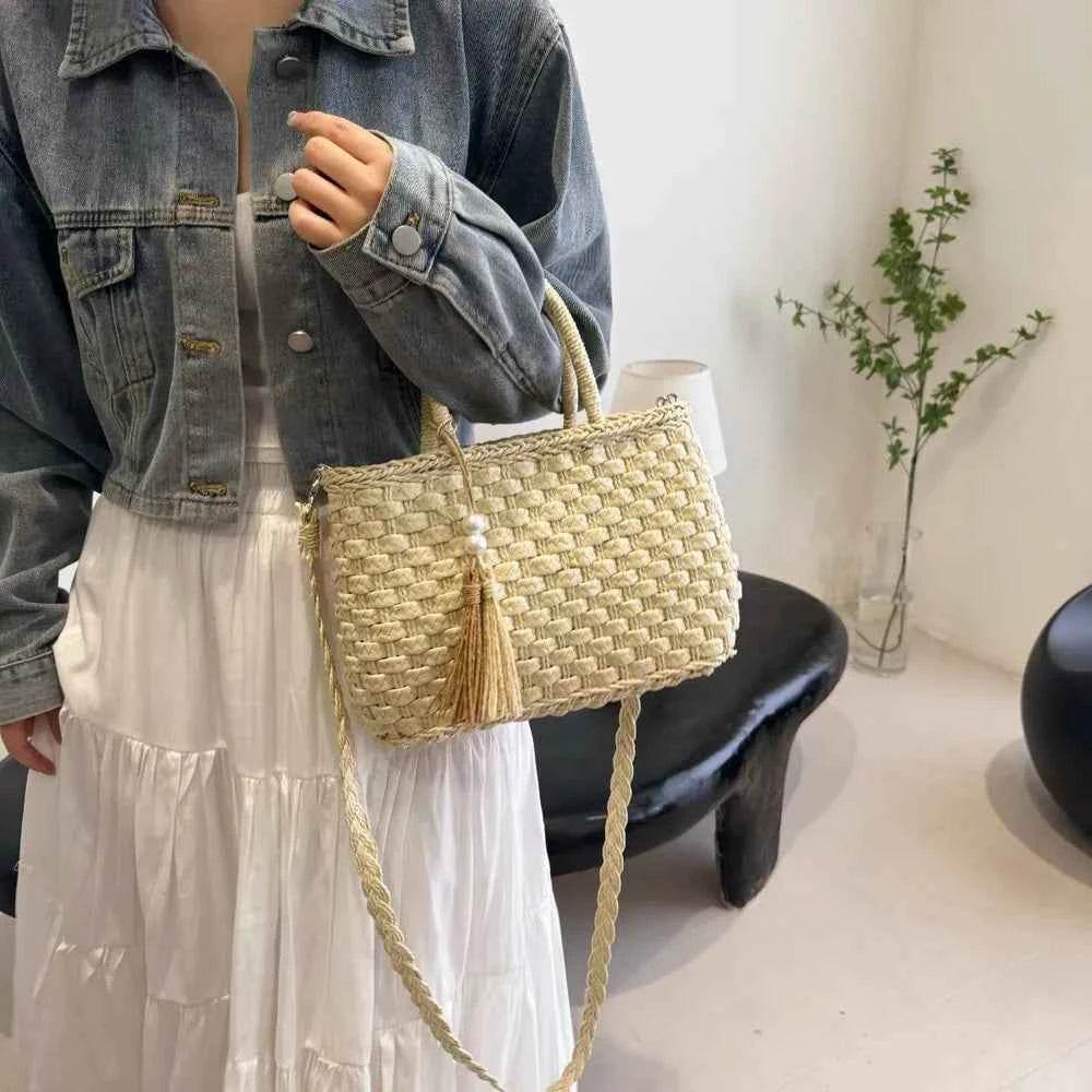 Braided Strap Paper Weave Shoulder Bag for a perfect OOTD – dress to impress outfits from Amexza