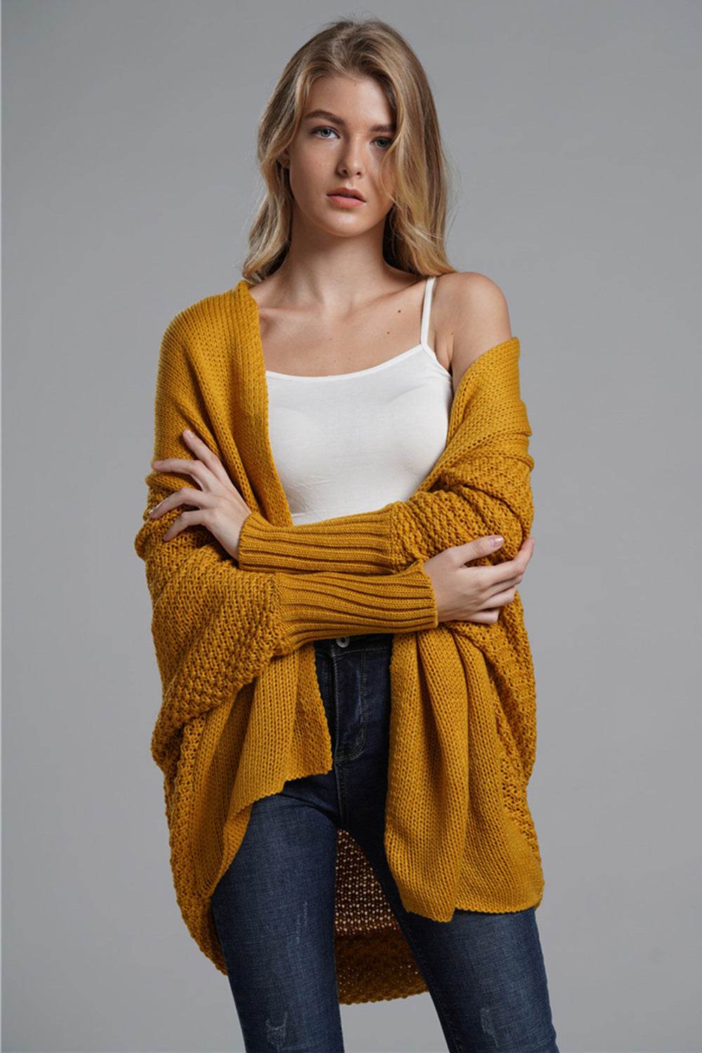 Open Front Batwing Sleeve Cardigan for a perfect OOTD – dress to impress outfits from Amexza