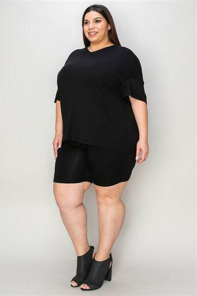 Basic Bae Bamboo Full Size V-Neck Drop Shoulder T-Shirt and Shorts Set for a perfect OOTD – dress to impress outfits from Amexza