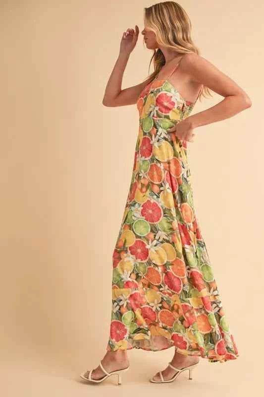 Aemi + Co Fruit Print Square Neck Maxi Cami Dress for a perfect OOTD – dress to impress outfits from Amexza