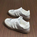 Side Striped Lace Up Round Toe Sneakers for a perfect OOTD – dress to impress outfits from Amexza