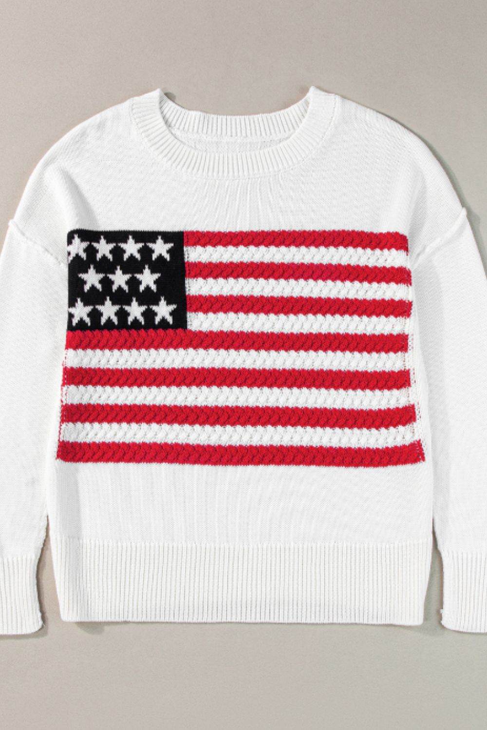 US Flag Side Slit Drop Shoulder Sweater for a perfect OOTD – dress to impress outfits from Amexza