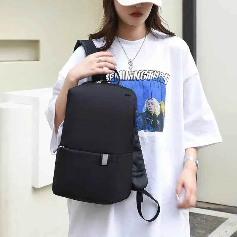 Solid Color Nylon Backpack Bag Black One Size for a perfect OOTD – dress to impress outfits from Amexza