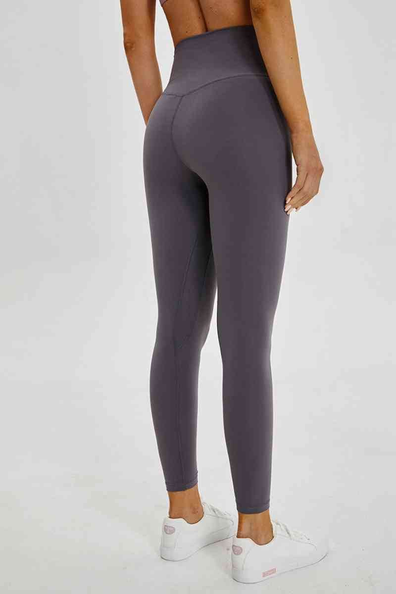 Millennia Wide Seamless Band Waist Sports Leggings - Amexza