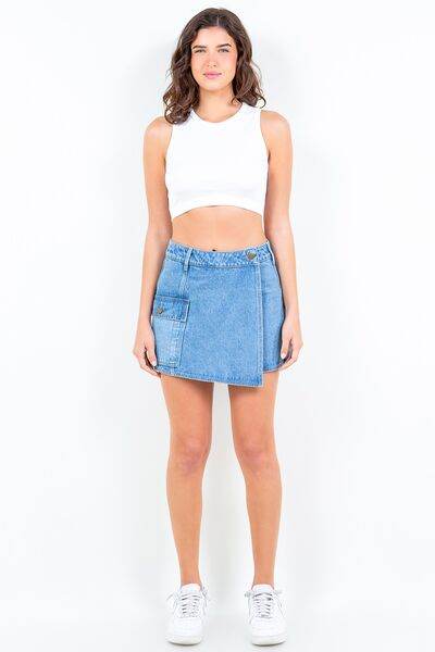 American Bazi Cargo Pocket Denim Skort for a perfect OOTD – dress to impress outfits from Amexza