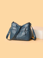 PU Leather Adjustable Strap Shoulder Bag Peacock Blue One Size for a perfect OOTD – dress to impress outfits from Amexza