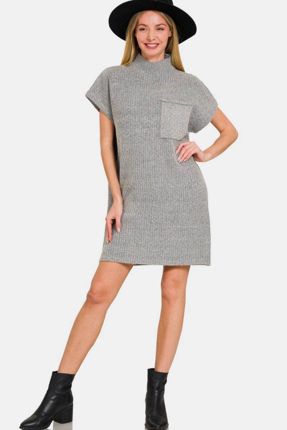 Zenana Short Sleeve Sweater Mini Dress for a perfect OOTD – dress to impress outfits from Amexza