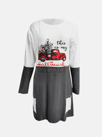 Full Size Graphic Two-Tone Round Neck Long Sleeve T-Shirt - Amexza