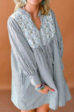 Tied Floral Printed Striped Long Sleeve Dress for a perfect OOTD – dress to impress outfits from Amexza