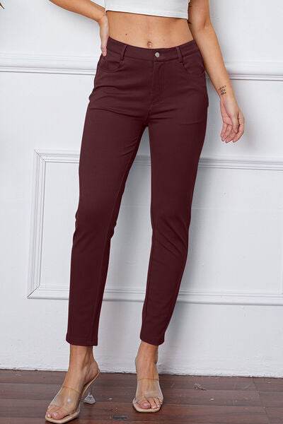 StretchyStitch Pants by Basic Bae Burgundy for a perfect OOTD – dress to impress outfits from Amexza