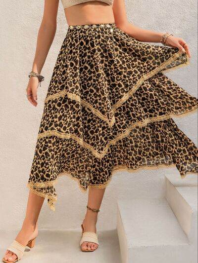 Lace Detail Layered Printed Skirt for a perfect OOTD – dress to impress outfits from Amexza