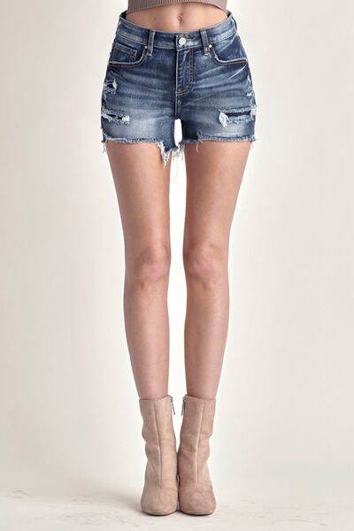 RISEN Mid Rise Raw Hem Denim Shorts for a perfect OOTD – dress to impress outfits from Amexza