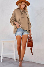 Exposed Seam Long Sleeve Hoodie for a perfect OOTD – dress to impress outfits from Amexza