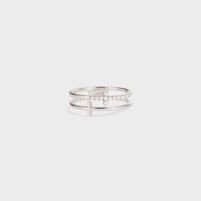 925 Sterling Silver Double Cross Ring Silver for a perfect OOTD – dress to impress outfits from Amexza