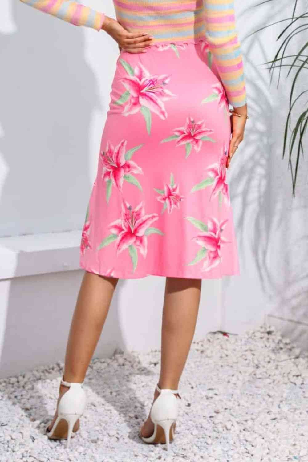 Floral Print Knee Length Skirt for a perfect OOTD – dress to impress outfits from Amexza