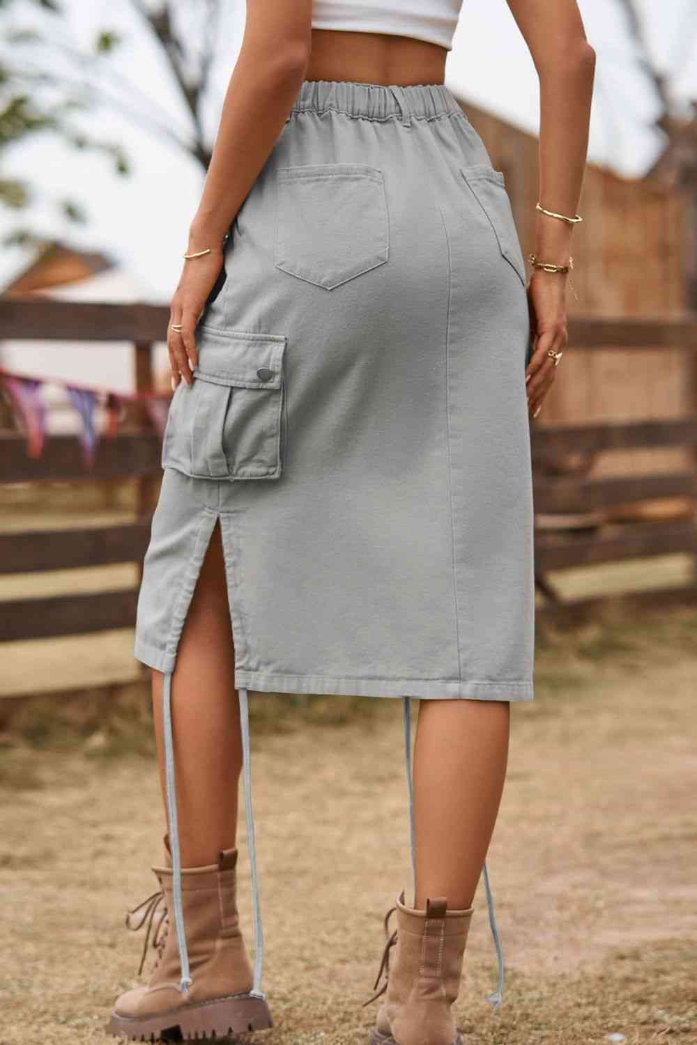 Drawstring Denim Cargo Skirt for a perfect OOTD – dress to impress outfits from Amexza