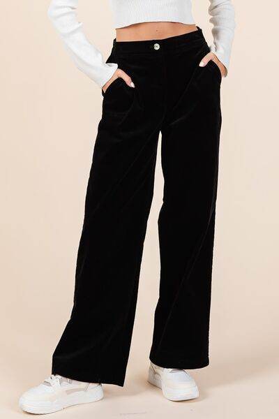 Mittoshop Corduroy Back Elastic Waist Pants Black for a perfect OOTD – dress to impress outfits from Amexza