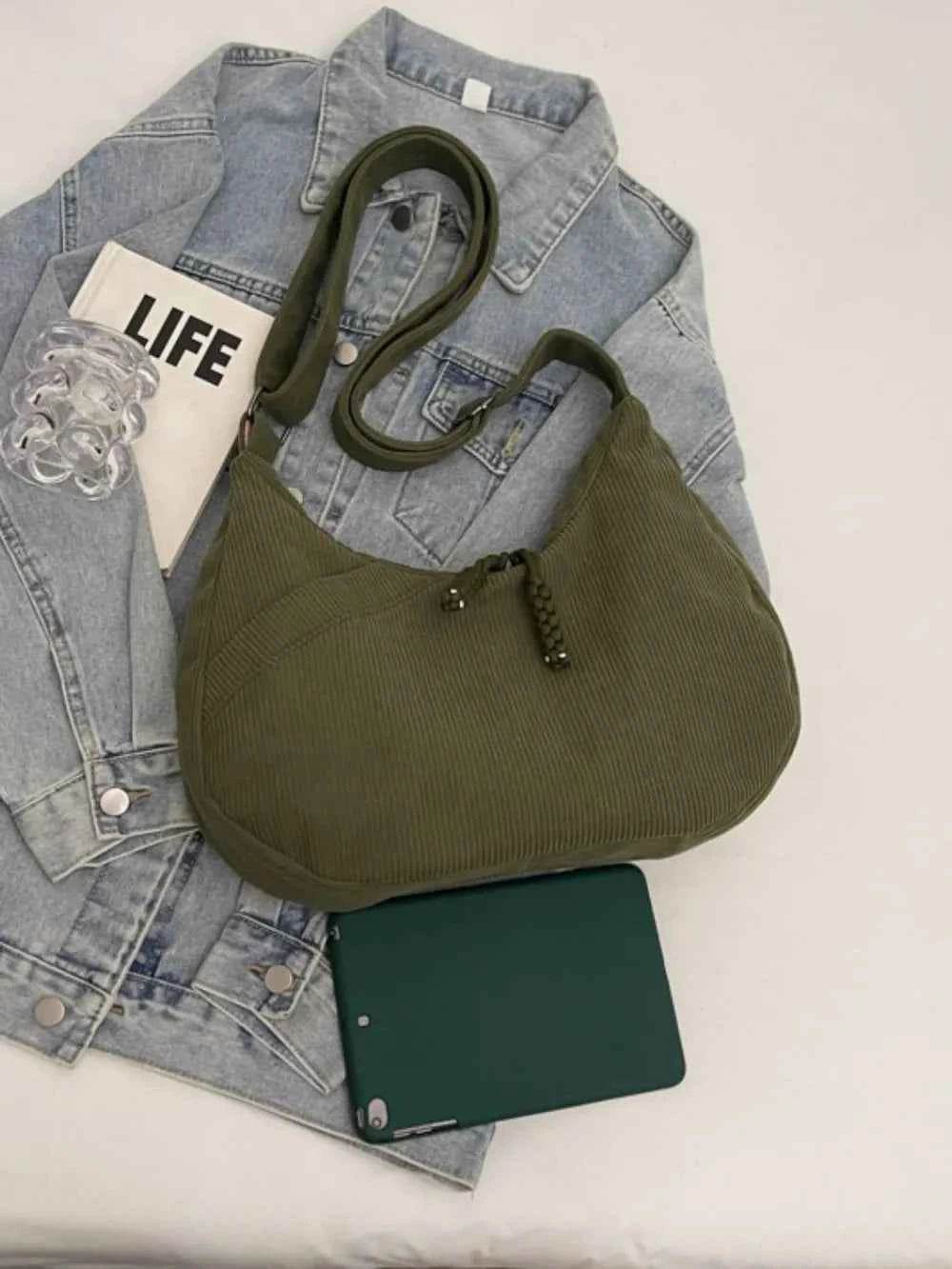 Ribbed Adjustable Strap Shoulder Bag for a perfect OOTD – dress to impress outfits from Amexza