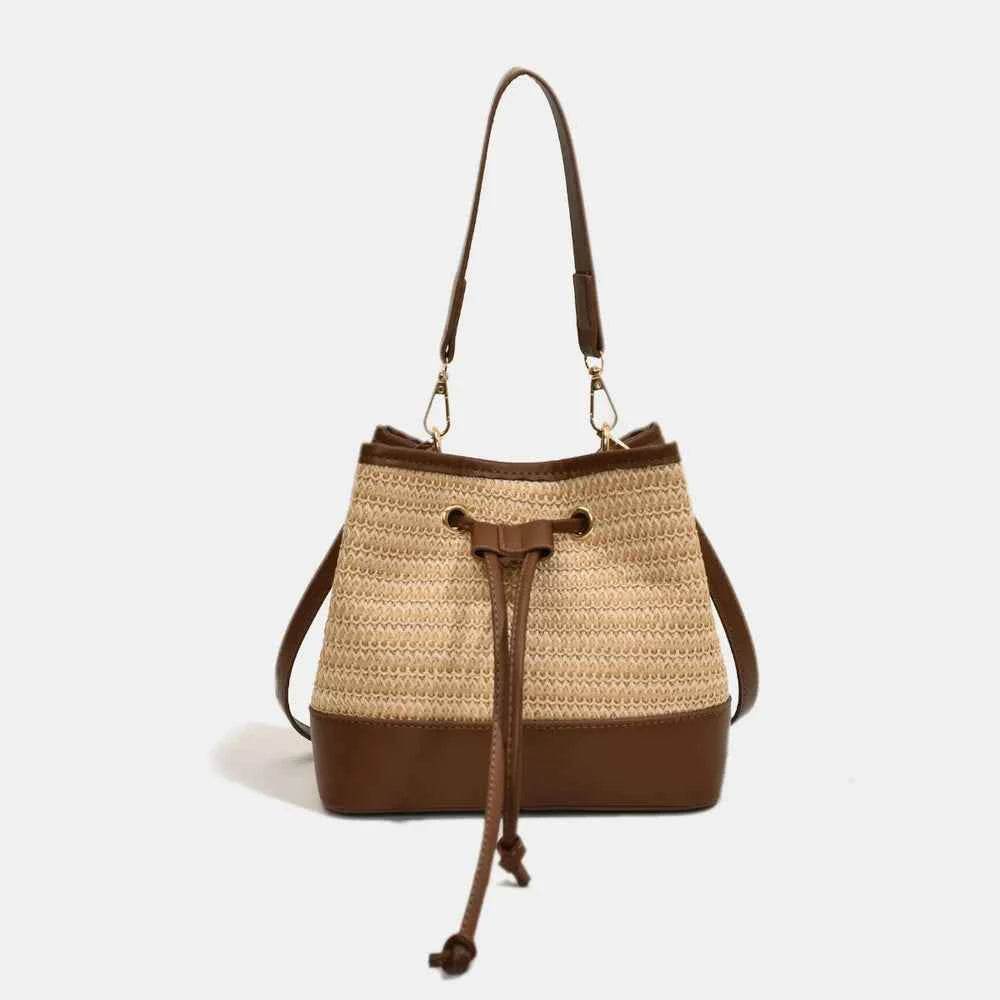 Straw Braided Shoulder Bag Chocolate One Size for a perfect OOTD – dress to impress outfits from Amexza