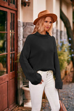 Mock Neck Drop Shoulder Sweater for a perfect OOTD – dress to impress outfits from Amexza