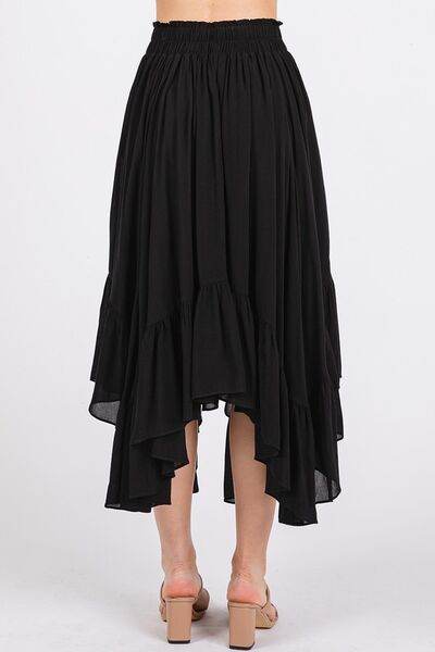 Mittoshop Handkerchief Hem Elastic Waist Pocket Midi Skirt for a perfect OOTD – dress to impress outfits from Amexza