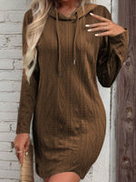 Drawstring Hooded Sweater Dress Chestnut for a perfect OOTD – dress to impress outfits from Amexza