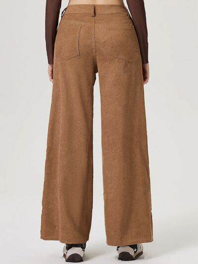 Wide Leg Pants with Pockets - Amexza