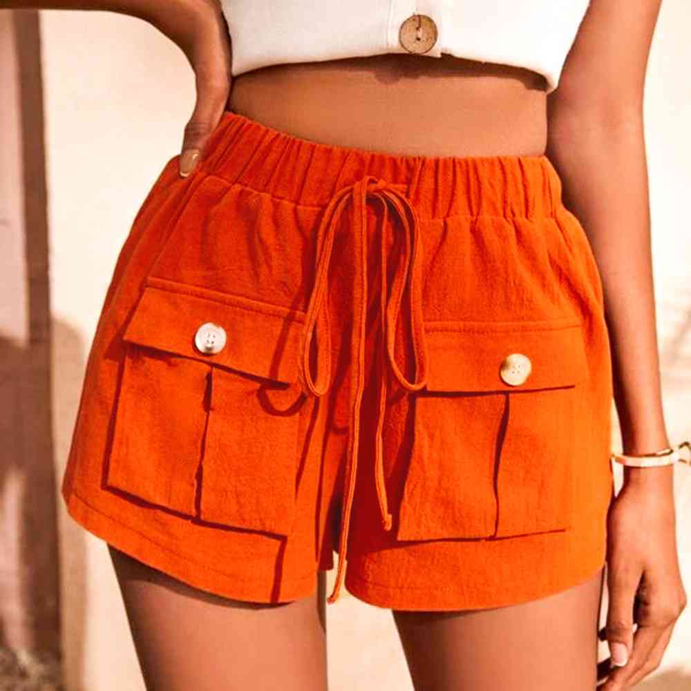 Tie Waist Cargo Shorts Orange for a perfect OOTD – dress to impress outfits from Amexza