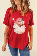 Santa Round Neck Short Sleeve T-Shirt - Amexza