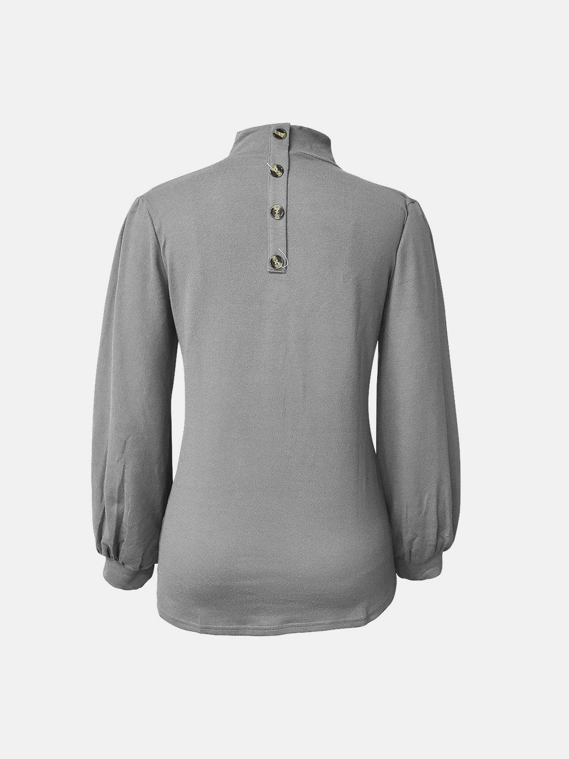 Full Size Mock Neck Long Sleeve T-Shirt - Amexza