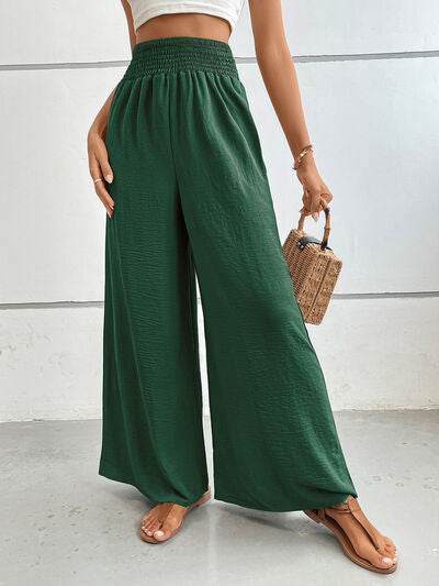 Perfee Wide Leg Pants with Pockets Dark Green for a perfect OOTD – dress to impress outfits from Amexza