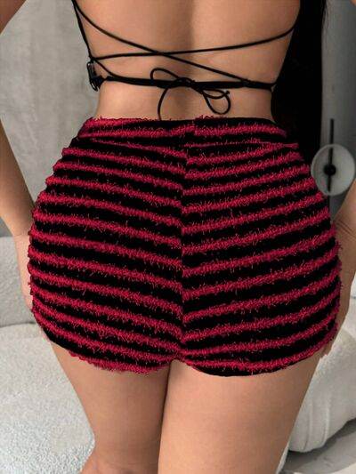 Striped High Waist Shorts - Amexza