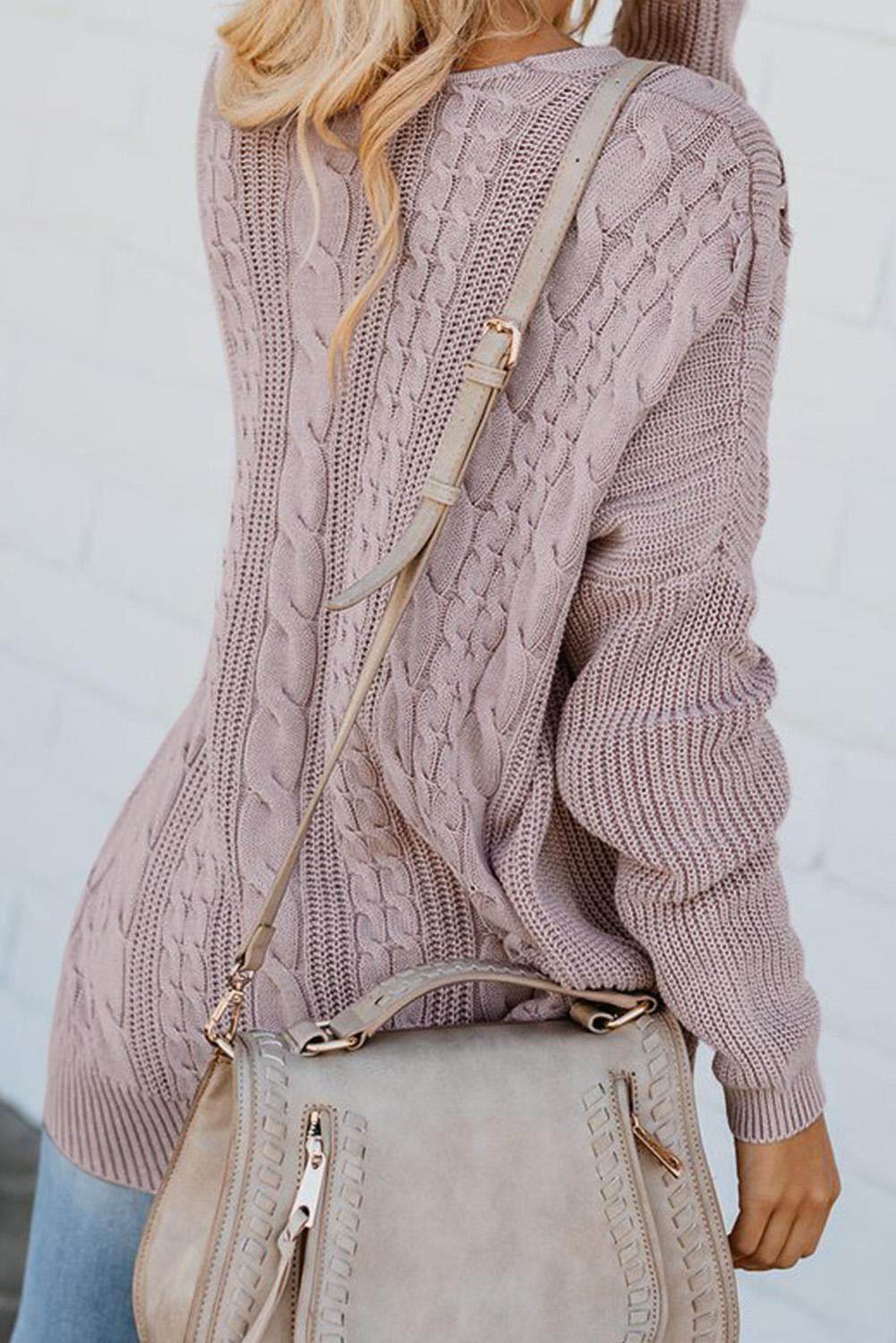 Cable Knit Lace Up V-Neck Sweater for a perfect OOTD – dress to impress outfits from Amexza