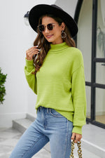 Mock Neck Dropped Shoulder Long Sleeve Sweater for a perfect OOTD – dress to impress outfits from Amexza