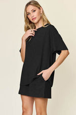 Double Take Basic style Round Neck Solid Set for a perfect OOTD – dress to impress outfits from Amexza