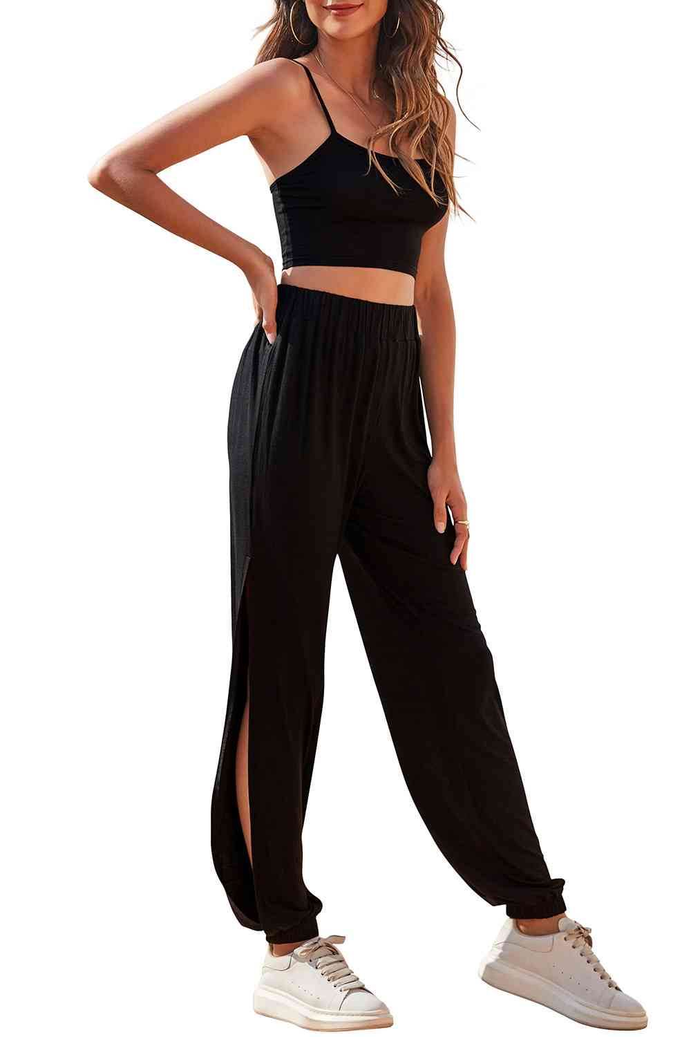 Cropped Cami and Side Split Joggers Set for a perfect OOTD – dress to impress outfits from Amexza