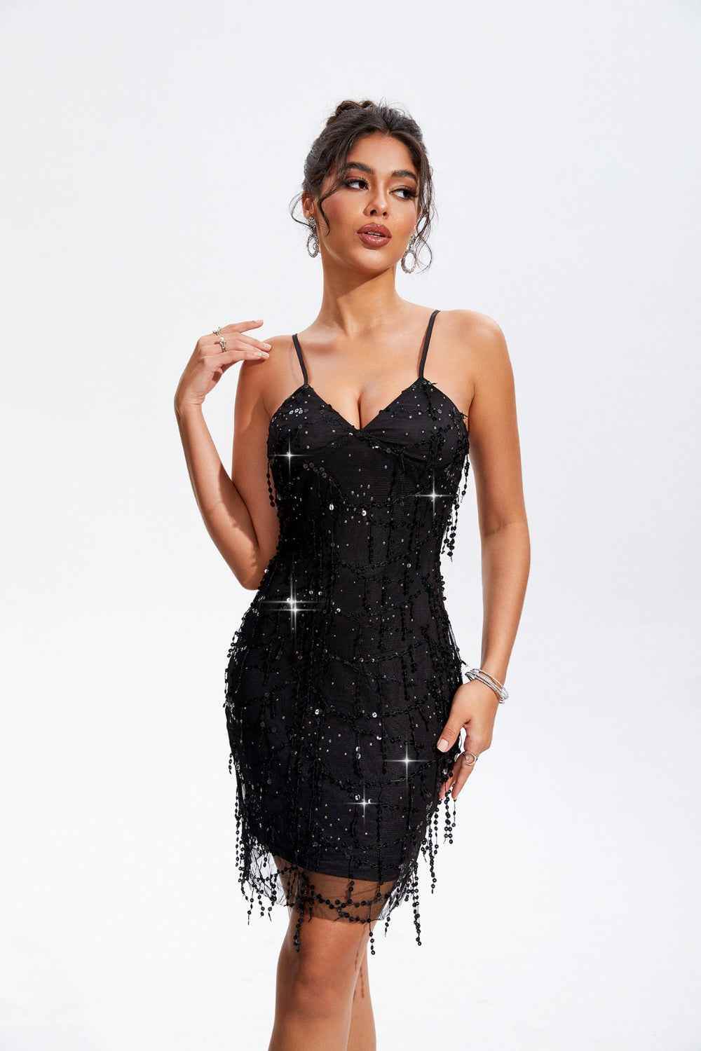 Sequin V-Neck Wrap Cami Dress for a perfect OOTD – dress to impress outfits from Amexza