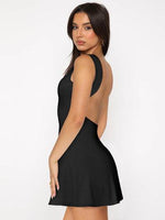 Backless Wide Strap Mini Dress Black for a perfect OOTD – dress to impress outfits from Amexza