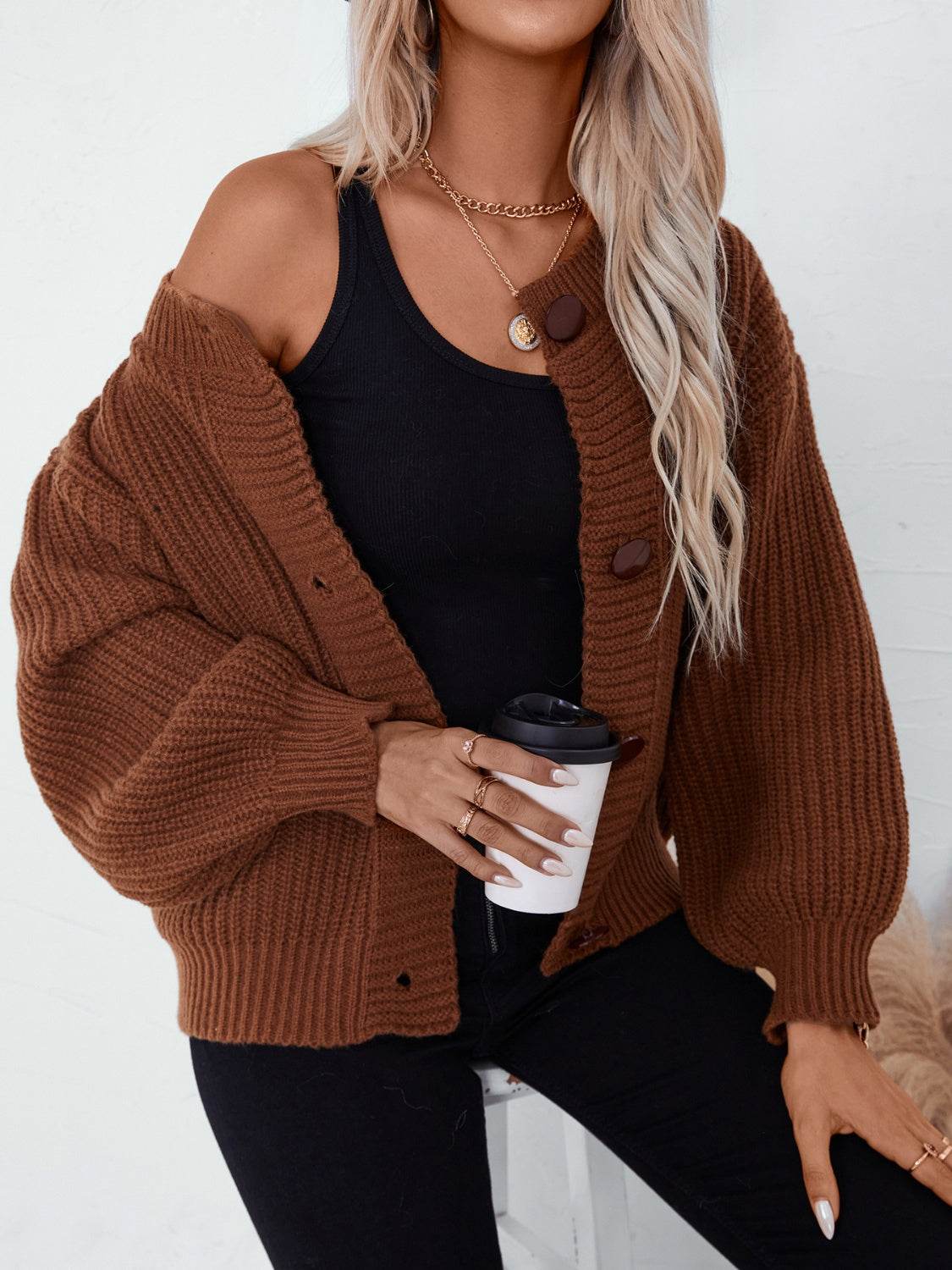 Button Down Long Sleeve Cardigan for a perfect OOTD – dress to impress outfits from Amexza