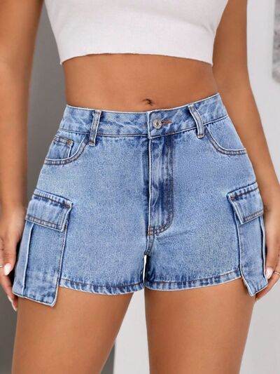 Mid-Rise Waist Denim Shorts with Pockets for a perfect OOTD – dress to impress outfits from Amexza