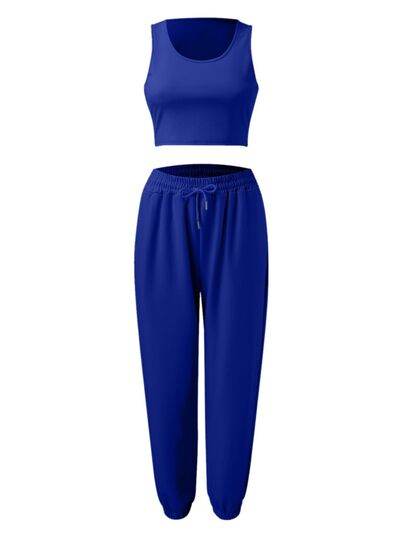 Wide Strap Top and Drawstring Joggers Set for a perfect OOTD – dress to impress outfits from Amexza