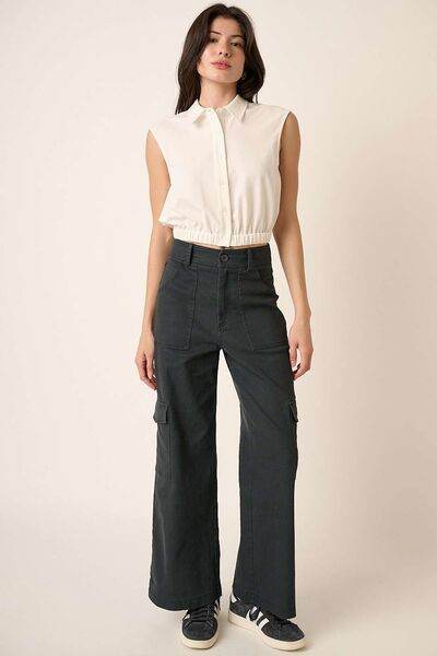 Mittoshop Wide Leg High Waist Pants with Cargo Pockets for a perfect OOTD – dress to impress outfits from Amexza