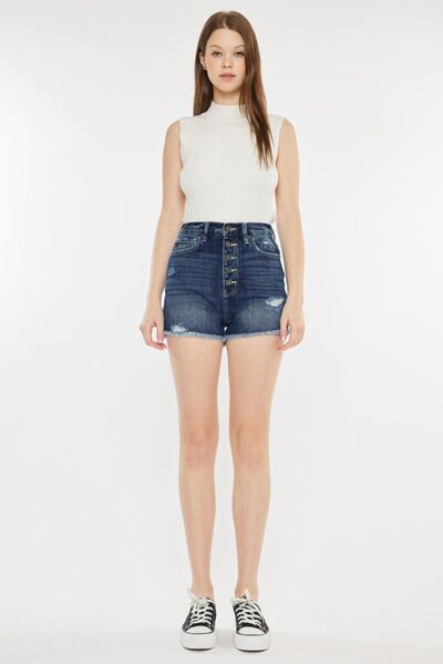 Kancan Raw Hem Button Fly Denim Shorts for a perfect OOTD – dress to impress outfits from Amexza