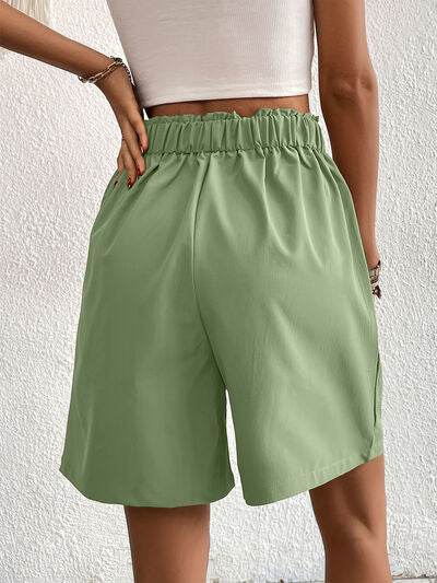 Pocketed Half Elastic Waist Shorts Light Green for a perfect OOTD – dress to impress outfits from Amexza