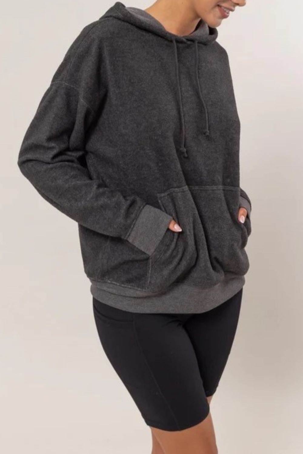 HYFVE Brushed Long Sleeve Hoodie with Kangaroo Pocket for a perfect OOTD – dress to impress outfits from Amexza